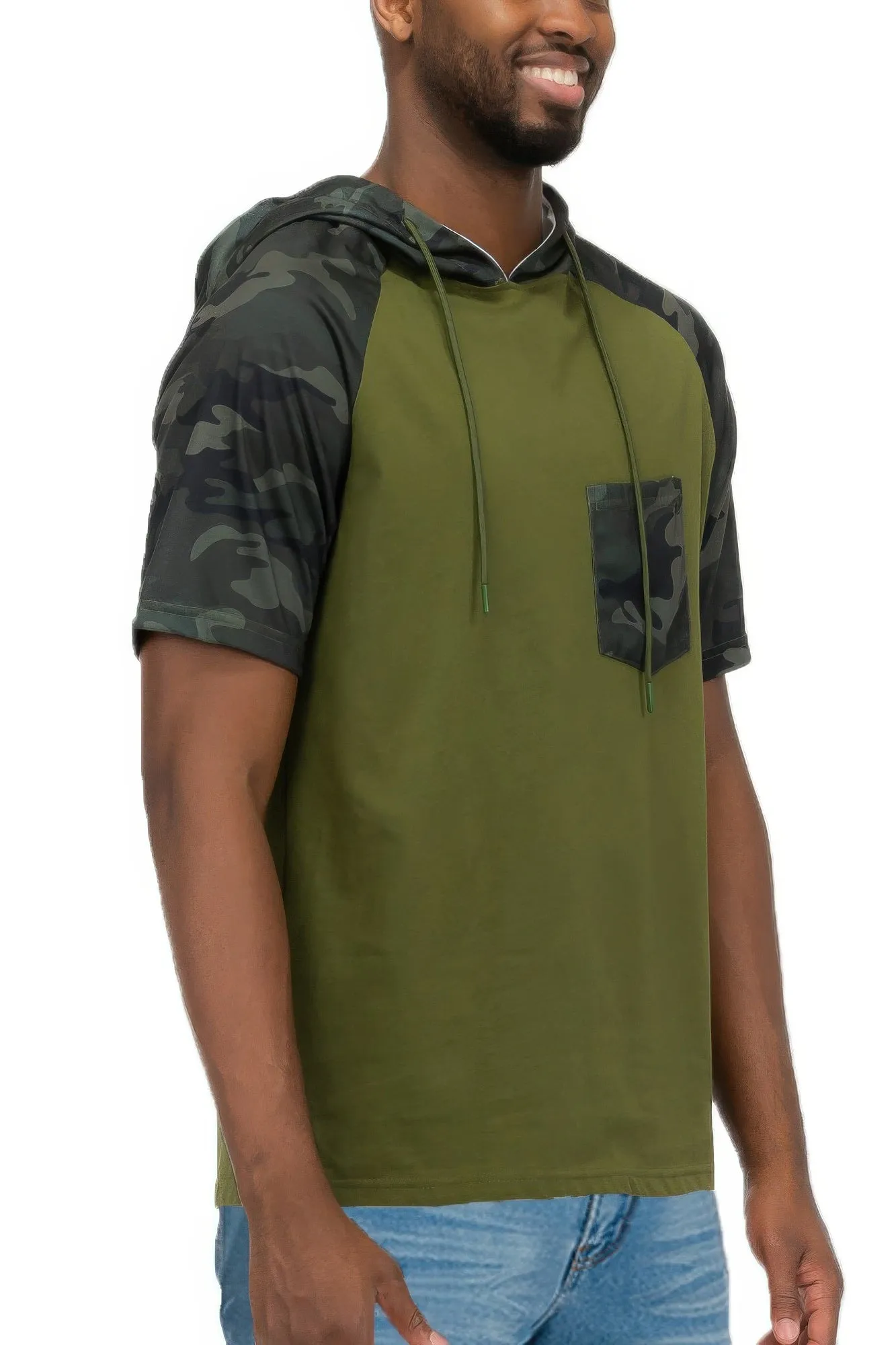 Mens Short Sleeve Camo Hooded Tshirt sold by Unique Kulture product image thumbnail 5