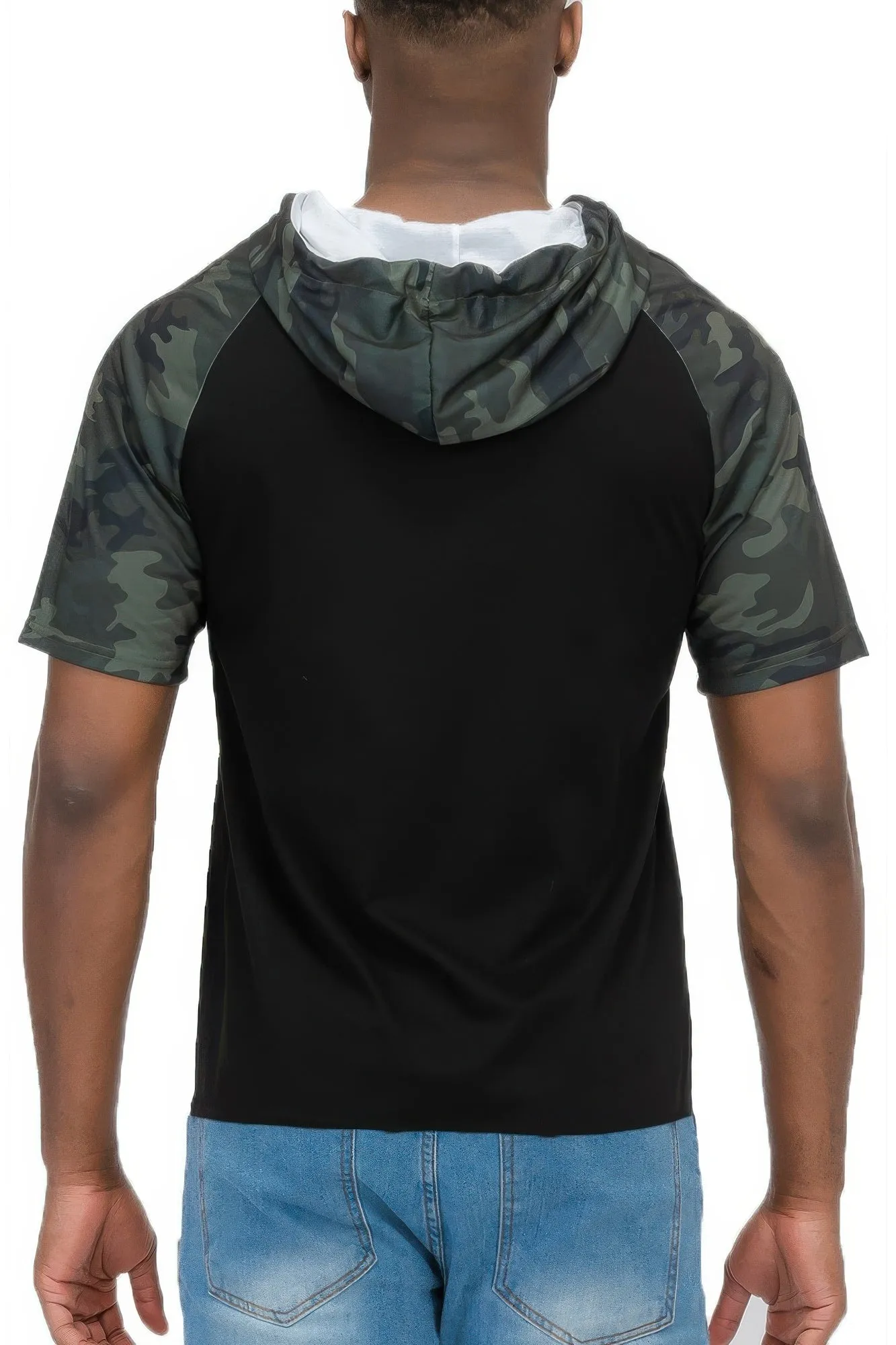 Mens Short Sleeve Camo Hooded Tshirt sold by Unique Kulture product image thumbnail 3