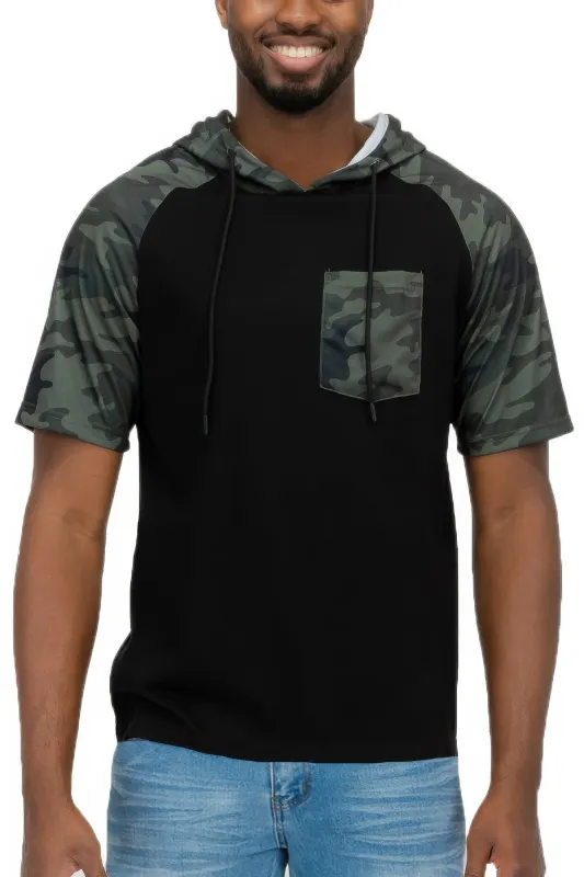 Mens Short Sleeve Camo Hooded Tshirt sold by Unique Kulture
