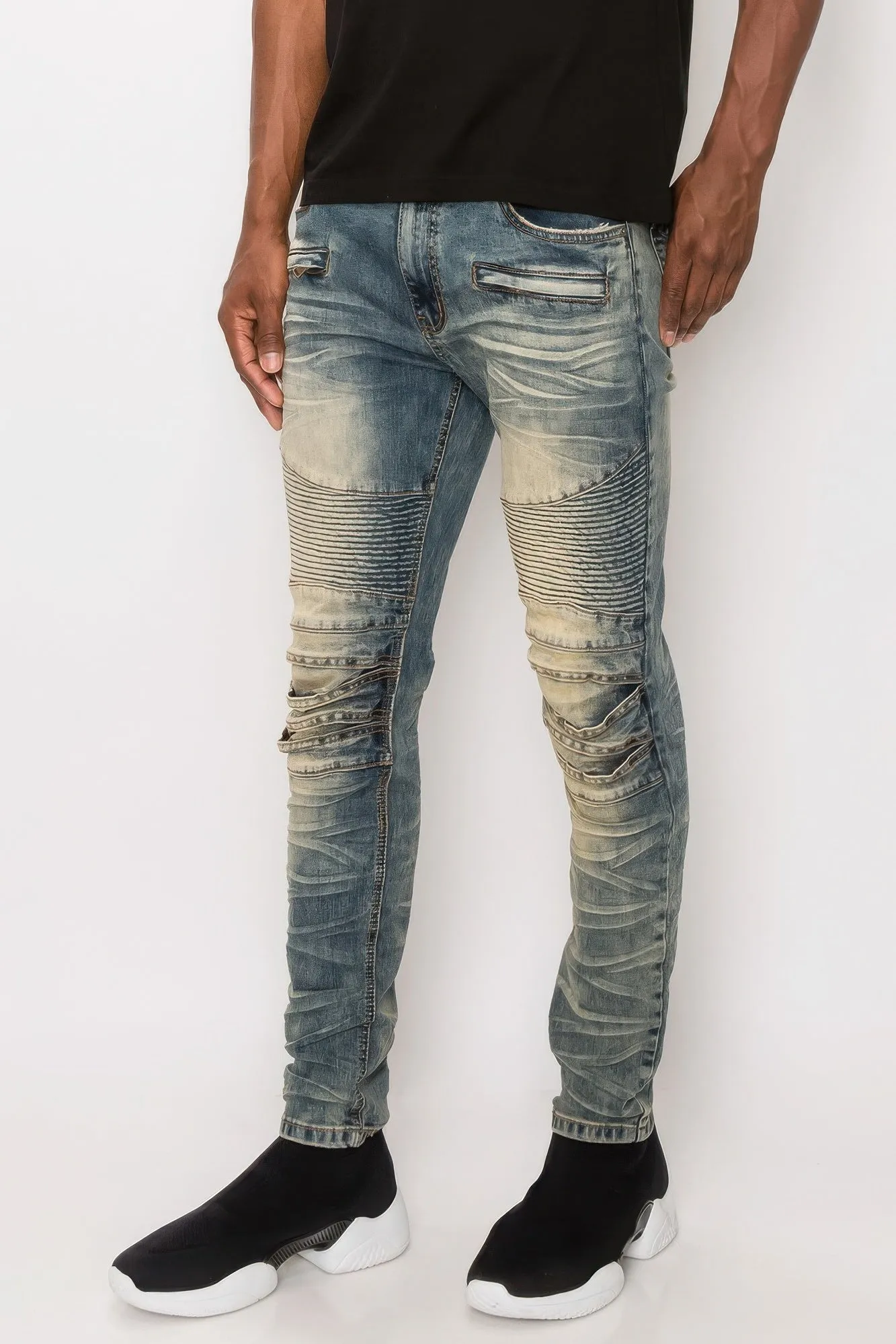 Men Creased Biker Denim Jeans sold by Unique Kulture product image thumbnail 3