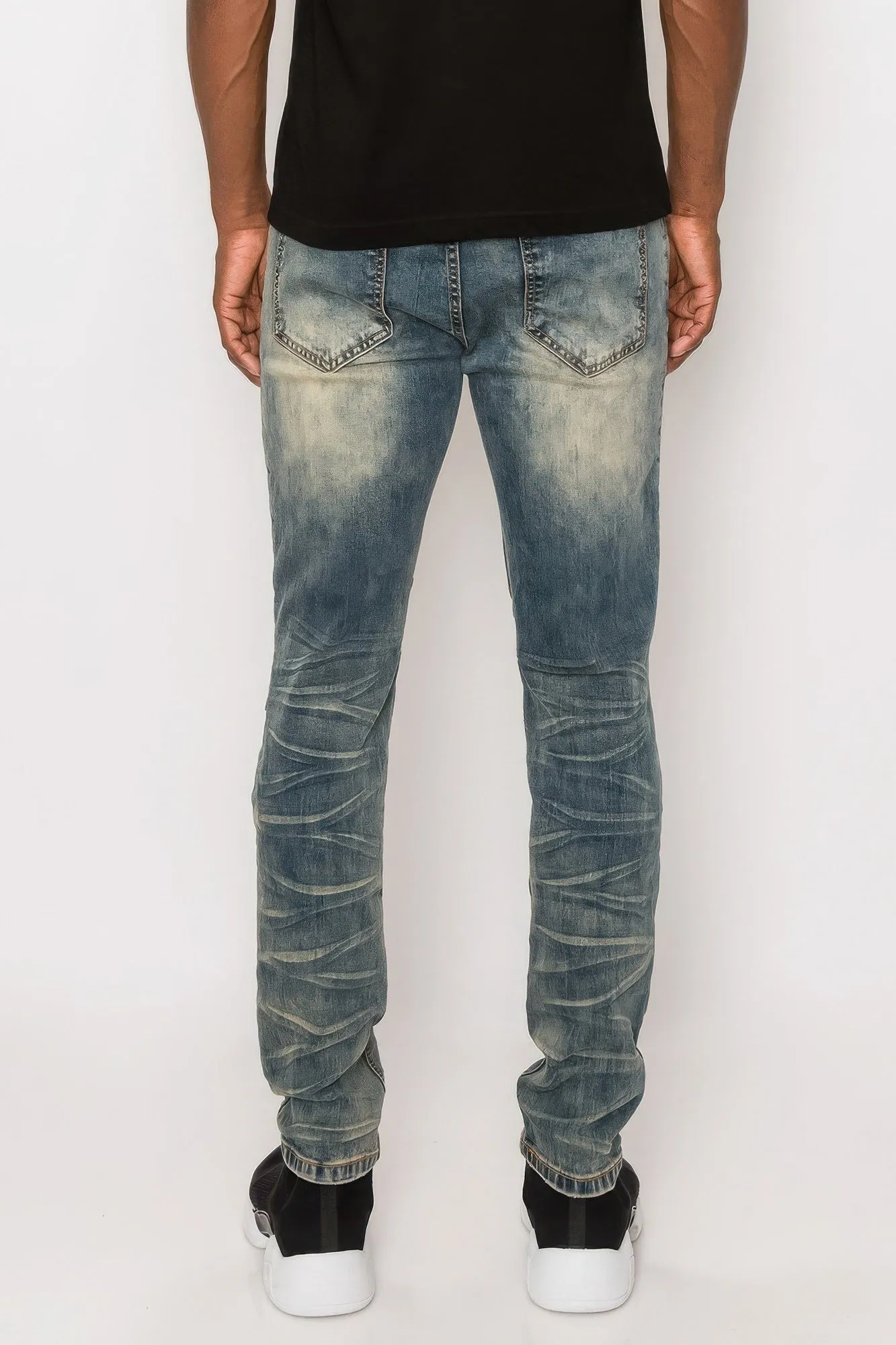 Men Creased Biker Denim Jeans sold by Unique Kulture product image thumbnail 4