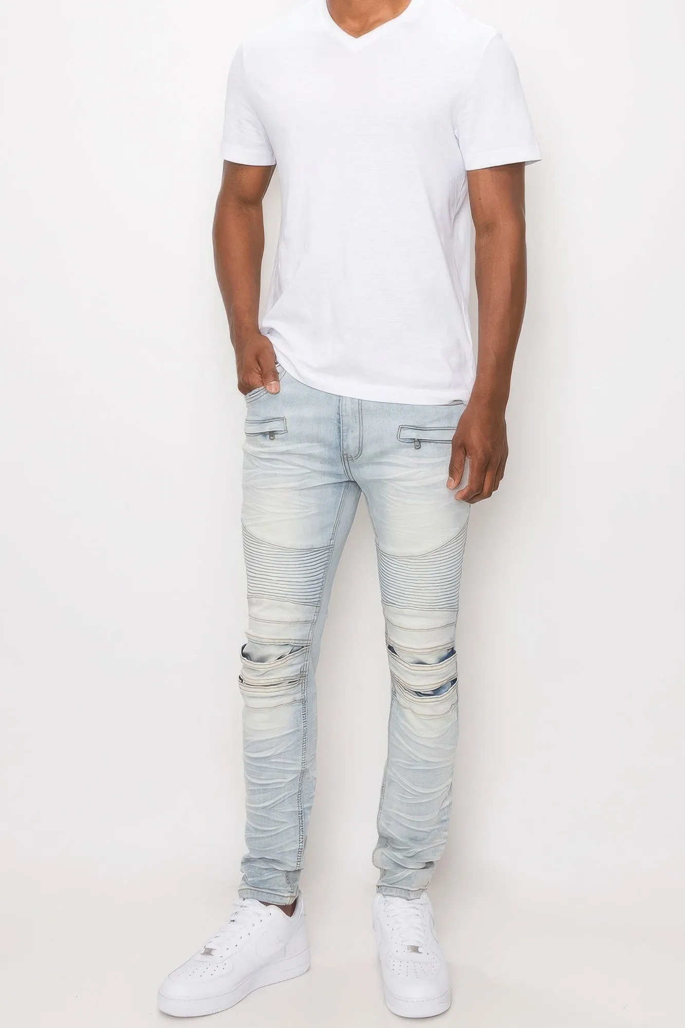 Men Creased Biker Denim Jeans sold by Unique Kulture product image thumbnail 3