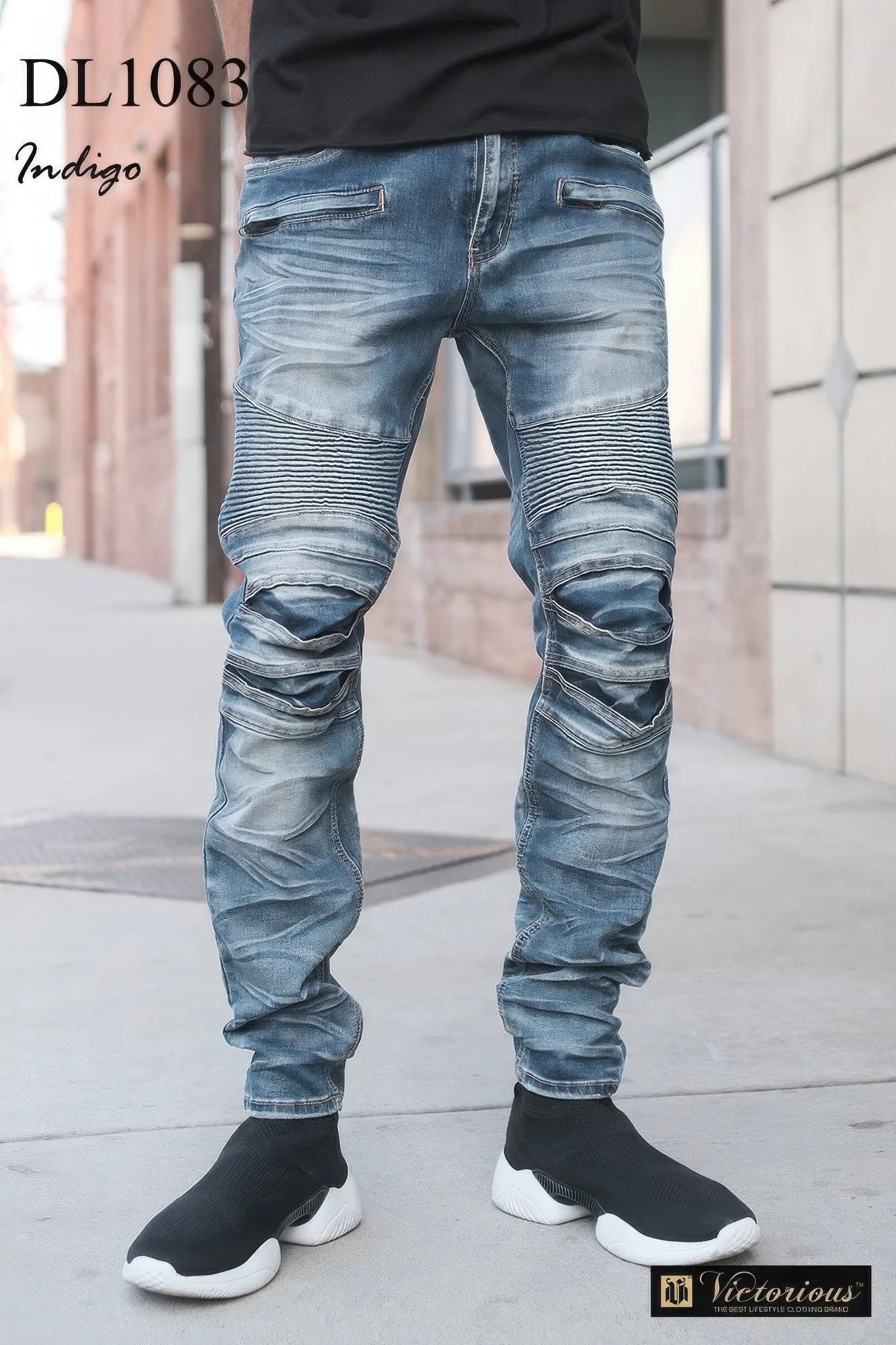 Men Creased Biker Denim Jeans sold by Unique Kulture product image thumbnail 2