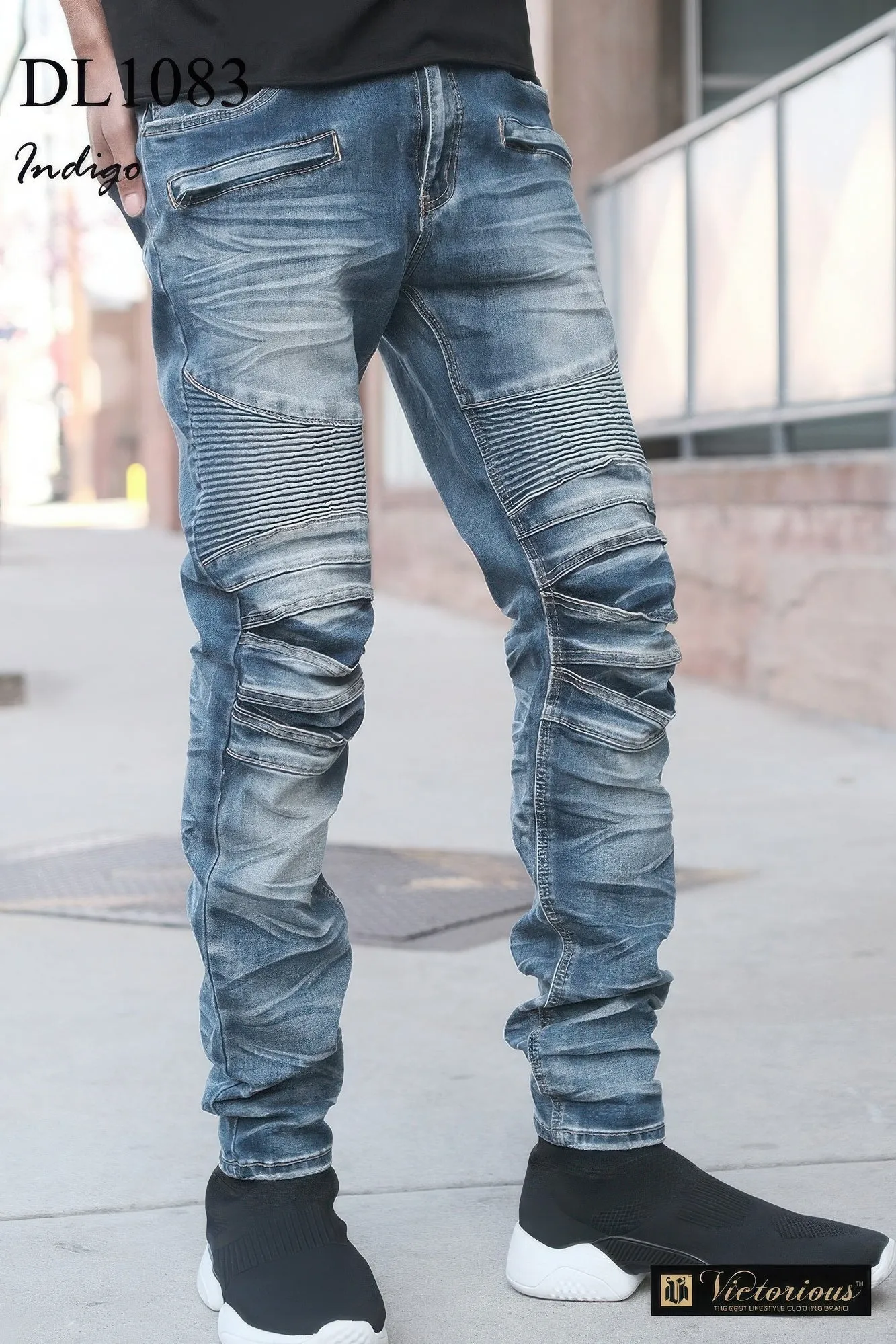 Men Creased Biker Denim Jeans sold by Unique Kulture product image thumbnail 3