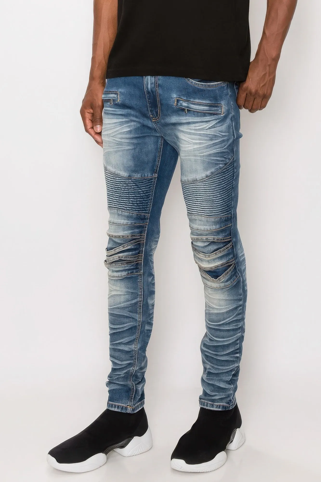 Men Creased Biker Denim Jeans sold by Unique Kulture product image thumbnail 4