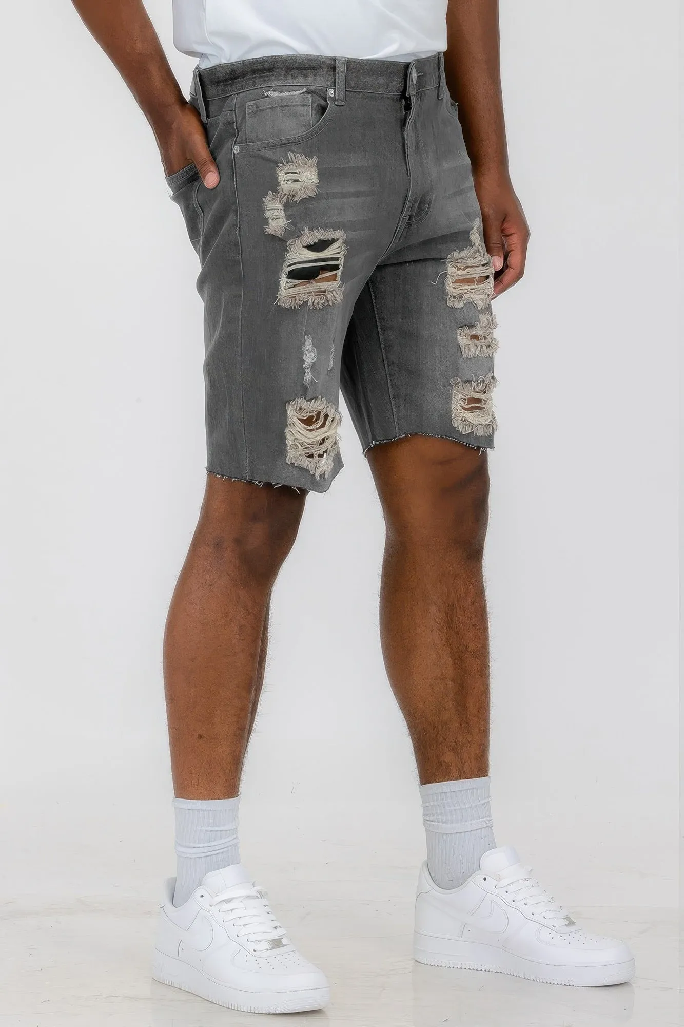 Distressed Stretch Denim Shorts sold by Unique Kulture product image thumbnail 3