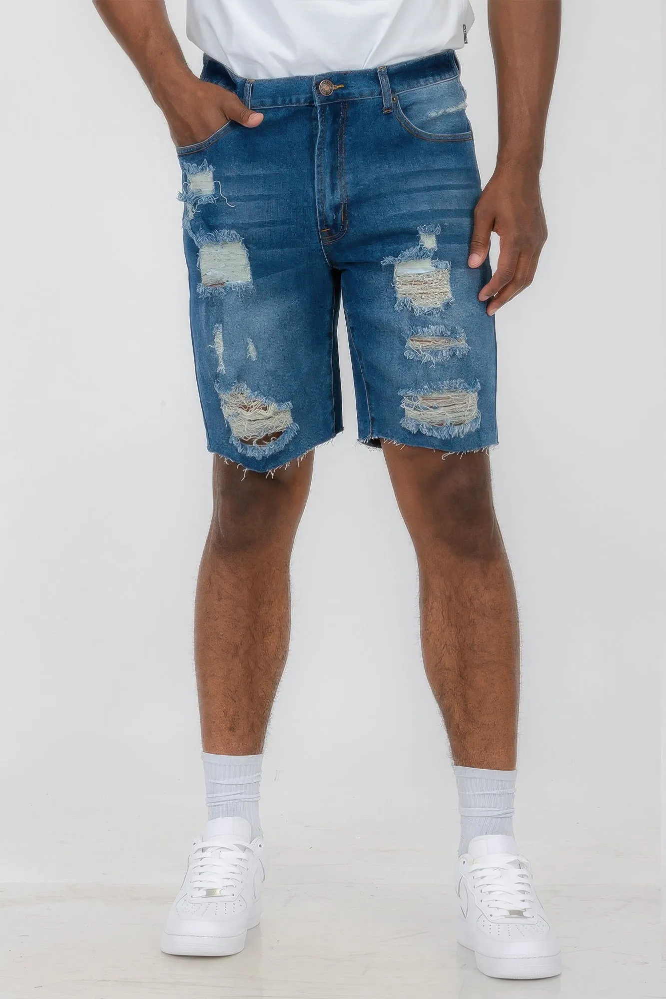 Distressed Stretch Denim Shorts sold by Unique Kulture product image thumbnail 5