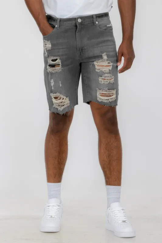 Distressed Stretch Denim Shorts sold by Unique Kulture