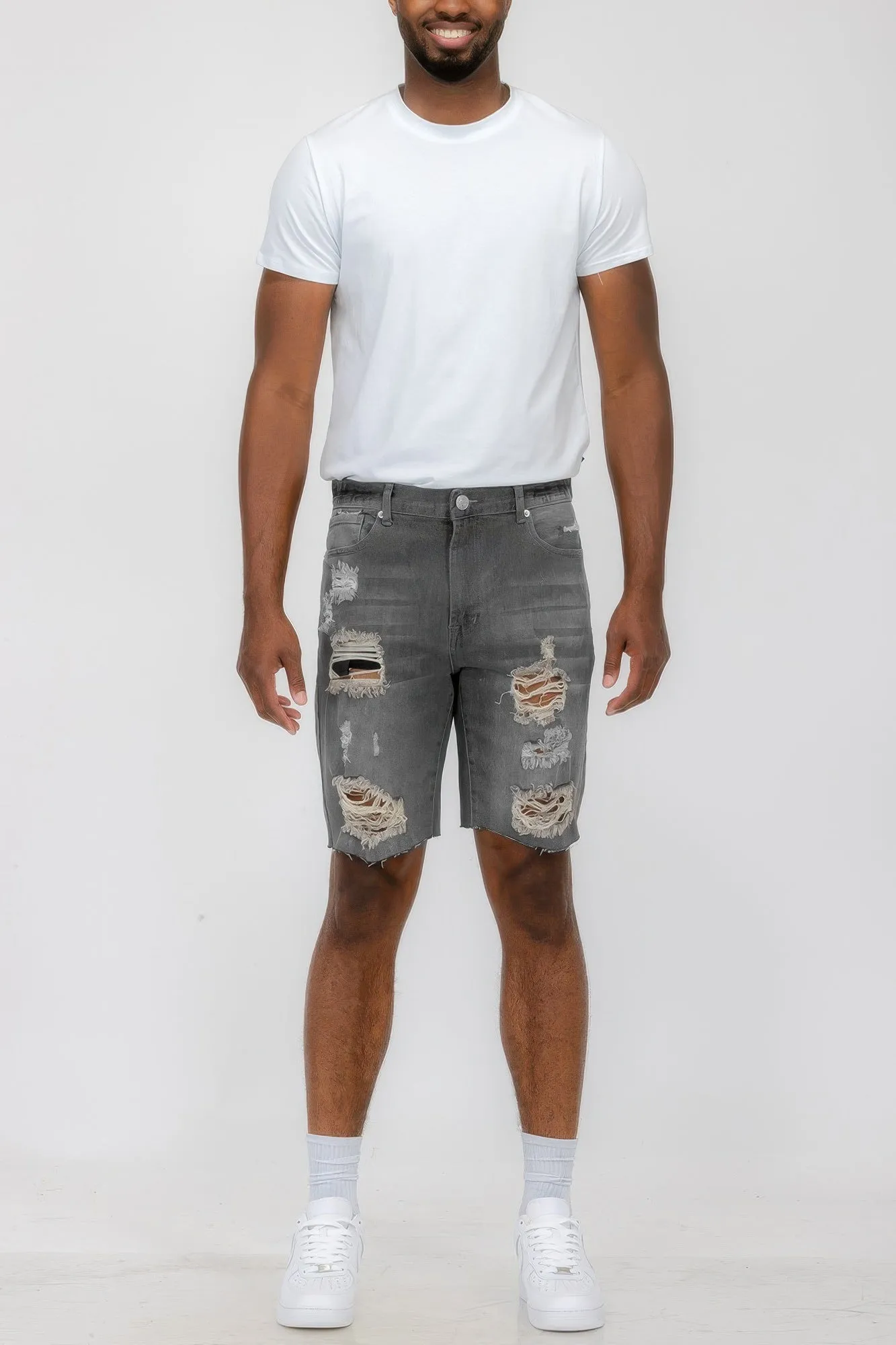Distressed Stretch Denim Shorts sold by Unique Kulture product image thumbnail 2