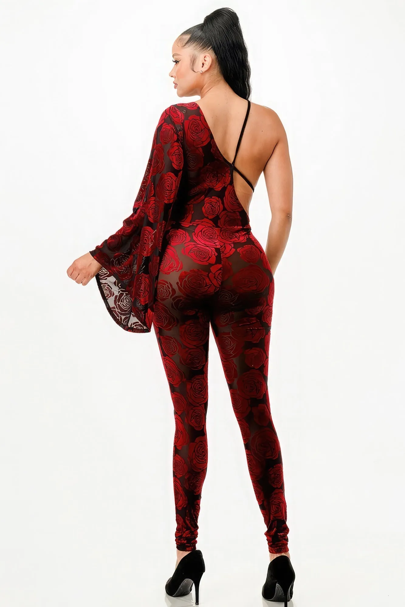 Velvet Flocking Jumpsuit/bell Sleeve sold by Unique Kulture product image thumbnail 2