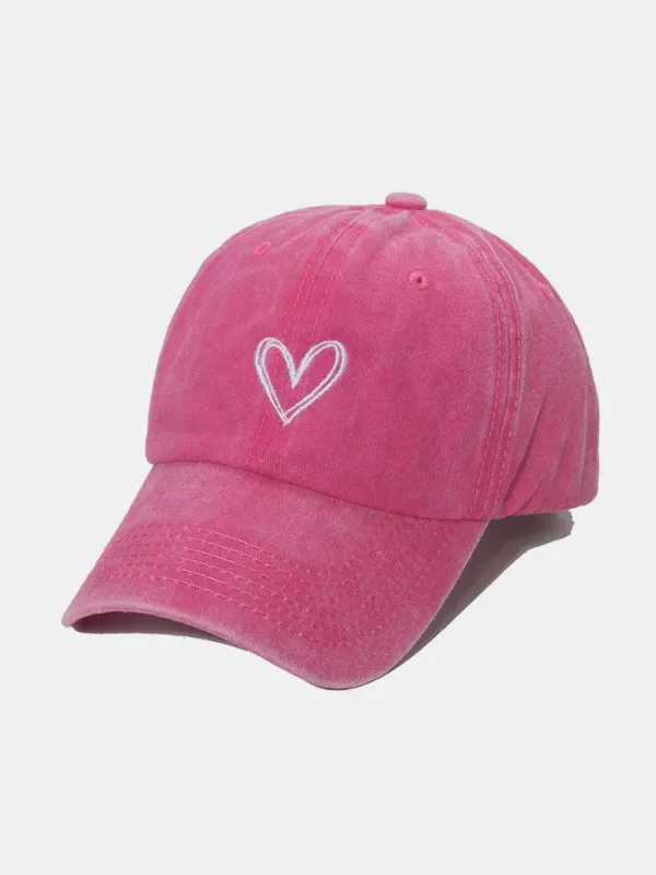 Embroidered Heart Washed Cotton Baseball Cap sold by Unique Kulture