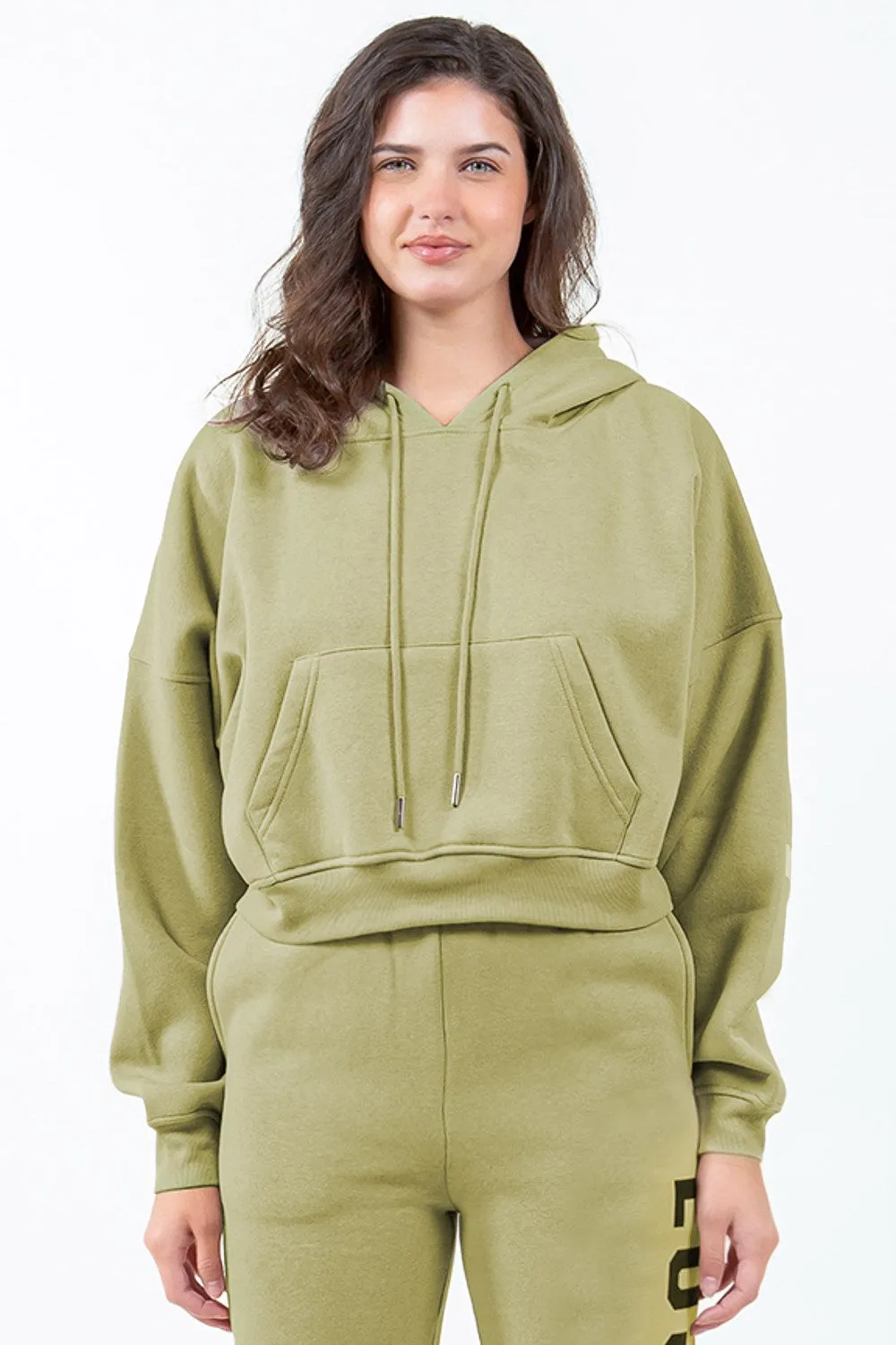 American Bazi Cropped Hoodie – Letter Graphic, Long Sleeve, Drawstring sold by Unique Kulture product image thumbnail 2
