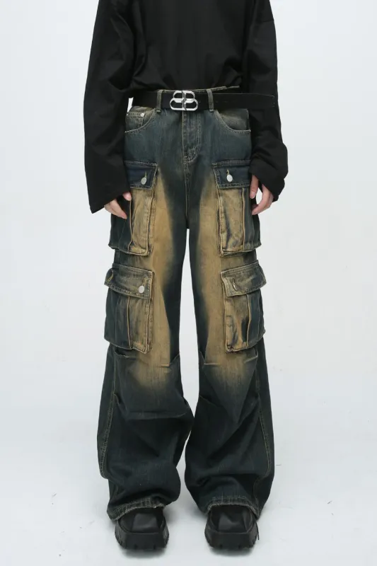 High Waist Jeans with Cargo Pockets sold by Unique Kulture