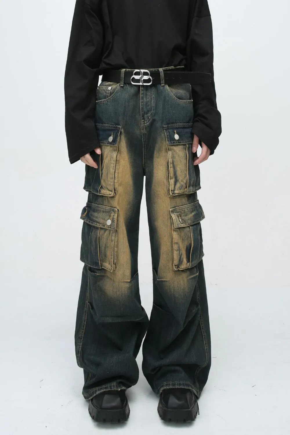High Waist Jeans with Cargo Pockets sold by Unique Kulture