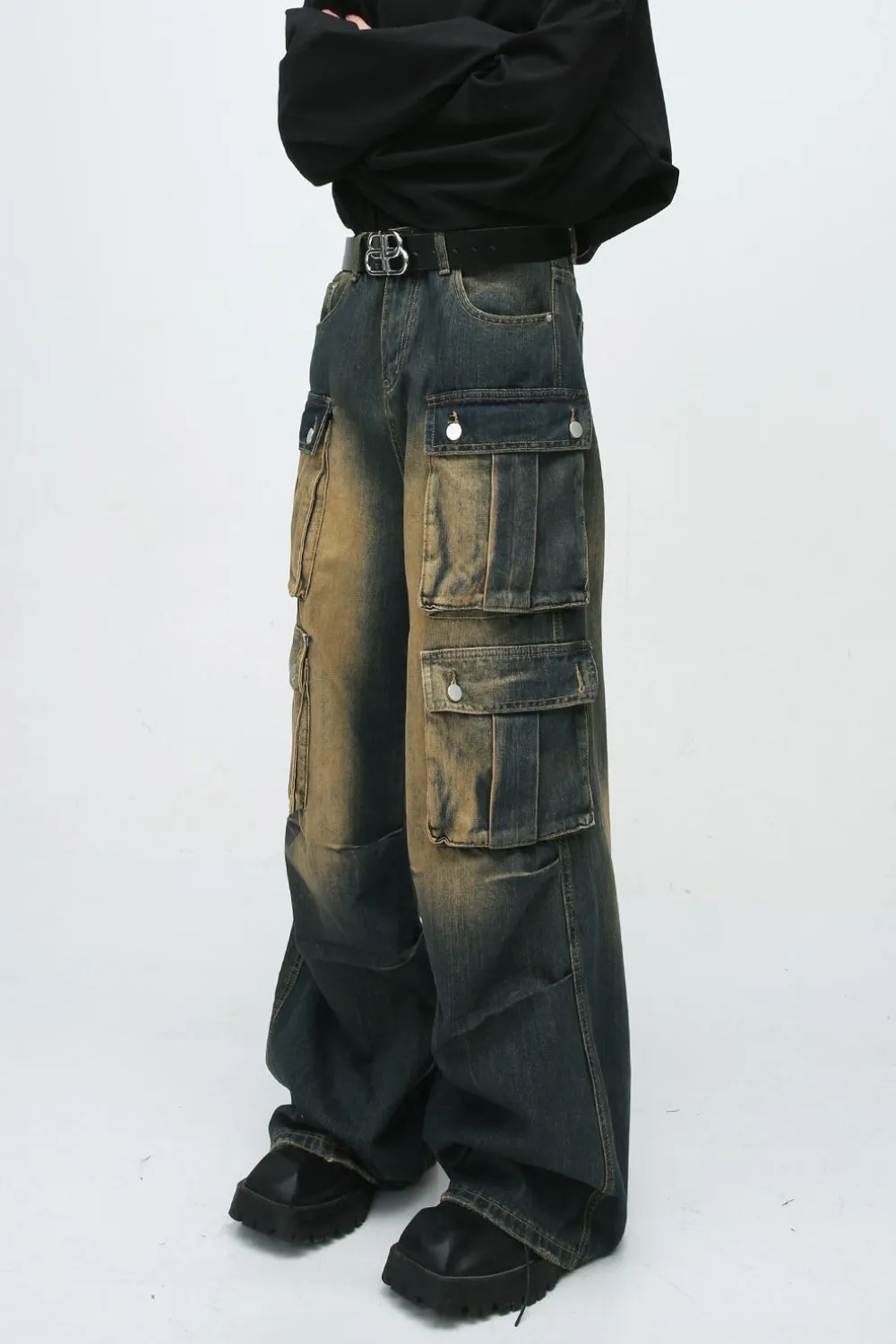 High Waist Jeans with Cargo Pockets sold by Unique Kulture product image thumbnail 2