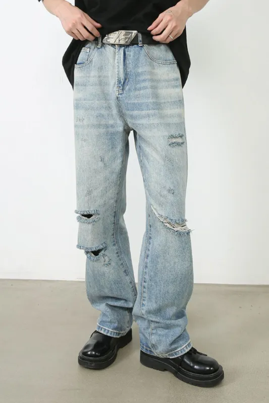 Men's Distressed Jeans with Pockets made by Trendsi