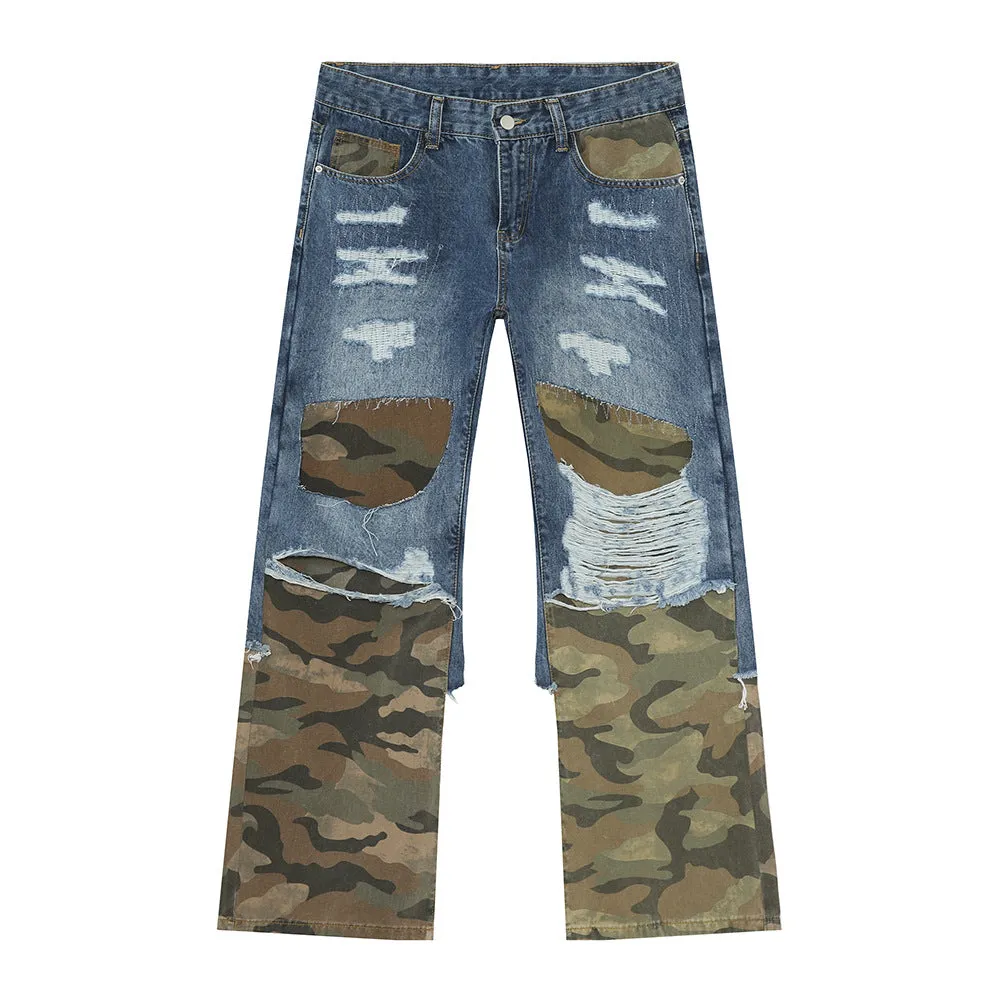 Distressed Camouflage Patchwork Jeans sold by Unique Kulture product image thumbnail 5