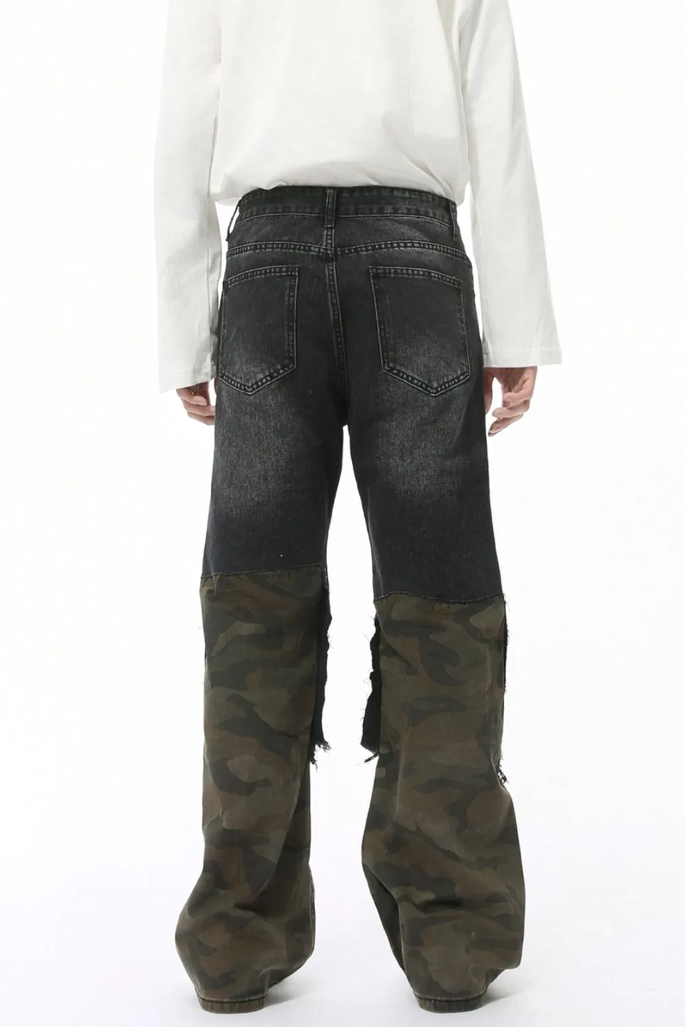 Distressed Camouflage Patchwork Jeans sold by Unique Kulture product image thumbnail 4