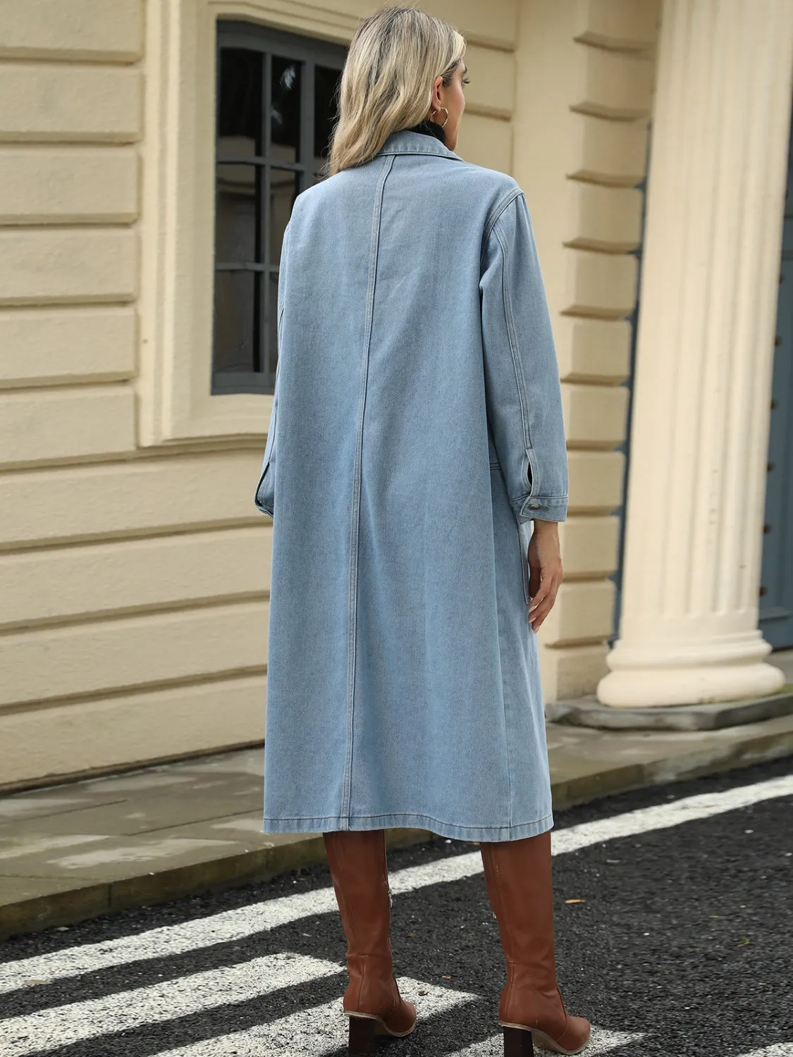 Pocketed Button Down Collared Neck Denim Jacket sold by Unique Kulture product image thumbnail 2