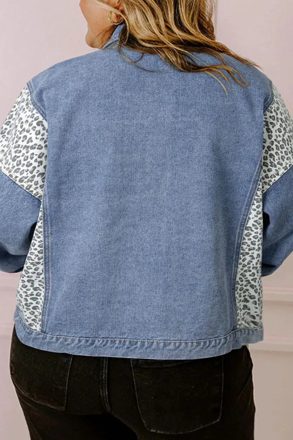 Plus Size Leopard Long Sleeve Denim Jacket sold by Unique Kulture product image thumbnail 2