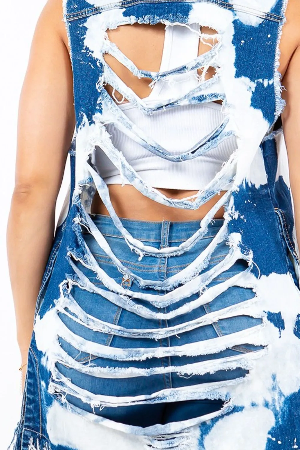 American Bazi Distressed Frayed Edge Longline Denim Vest sold by Unique Kulture product image thumbnail 3
