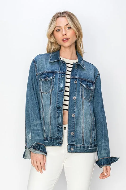 RISEN Full Size Distressed Button Up Jacket sold by Unique Kulture product image thumbnail 2
