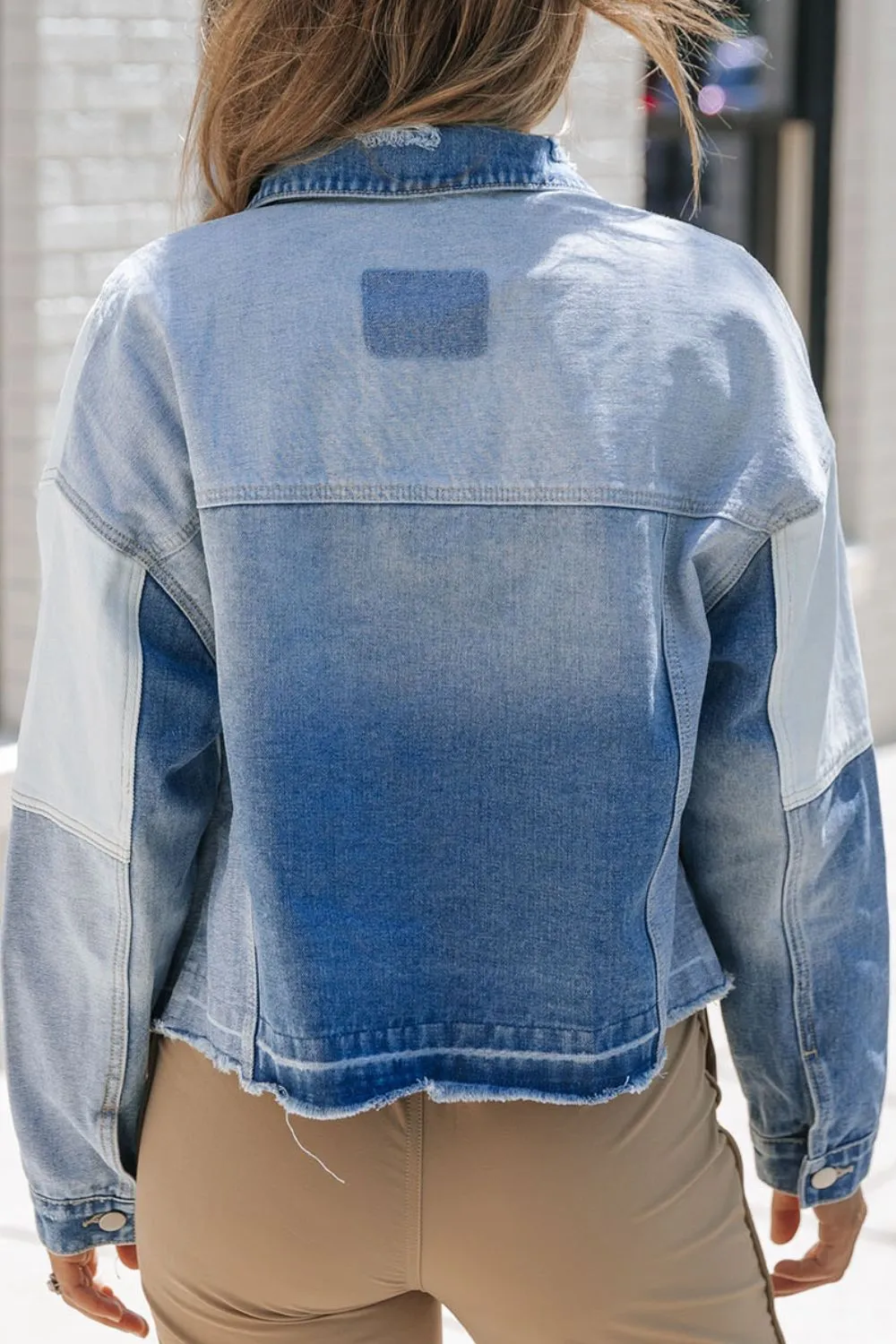 Distressed Button Up Drop Shoulder Denim Jacket sold by Unique Kulture product image thumbnail 5