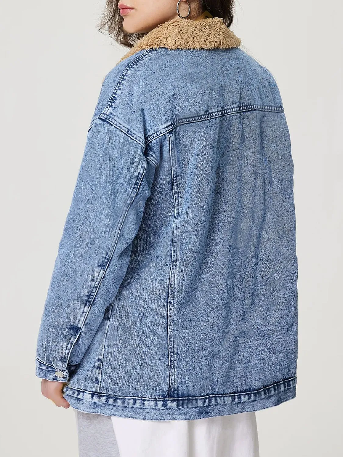 Button Up Collared Neck Plush Denim Jacket sold by Unique Kulture product image thumbnail 2