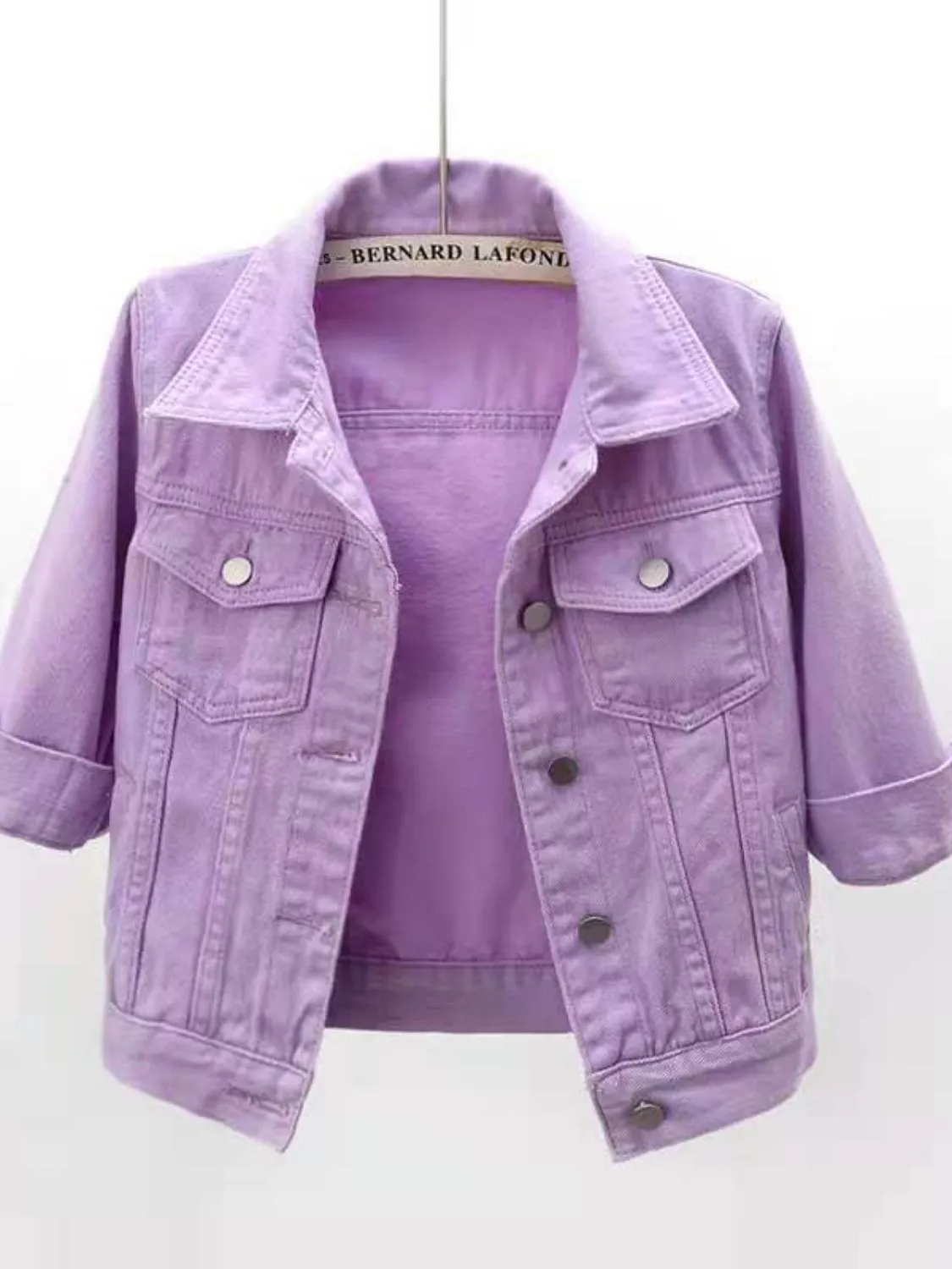 Full Size Cropped Denim Jacket Plus Size sold by Unique Kulture product image thumbnail 5