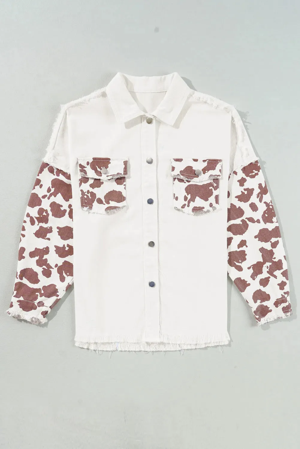 Raw Hem Animal Print Long Sleeve Denim Jacket sold by Unique Kulture product image thumbnail 3