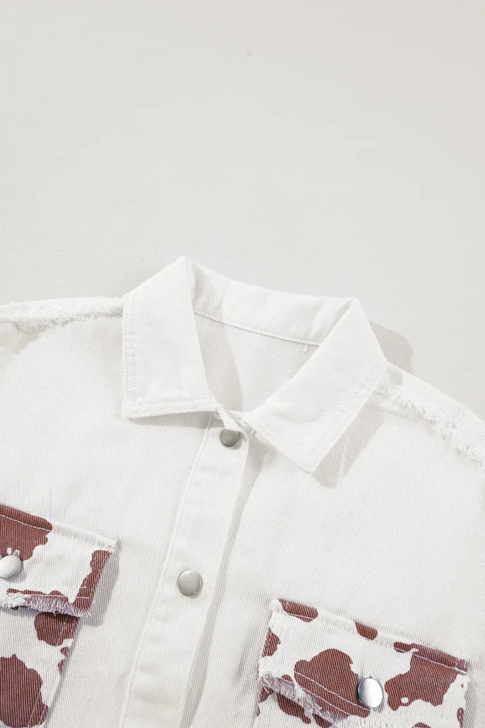 Raw Hem Animal Print Long Sleeve Denim Jacket sold by Unique Kulture product image thumbnail 5