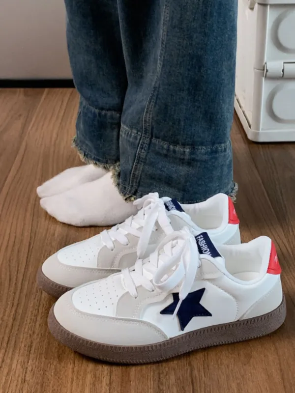 Contrast Star Lace-Up Athletic Sneakers sold by Unique Kulture