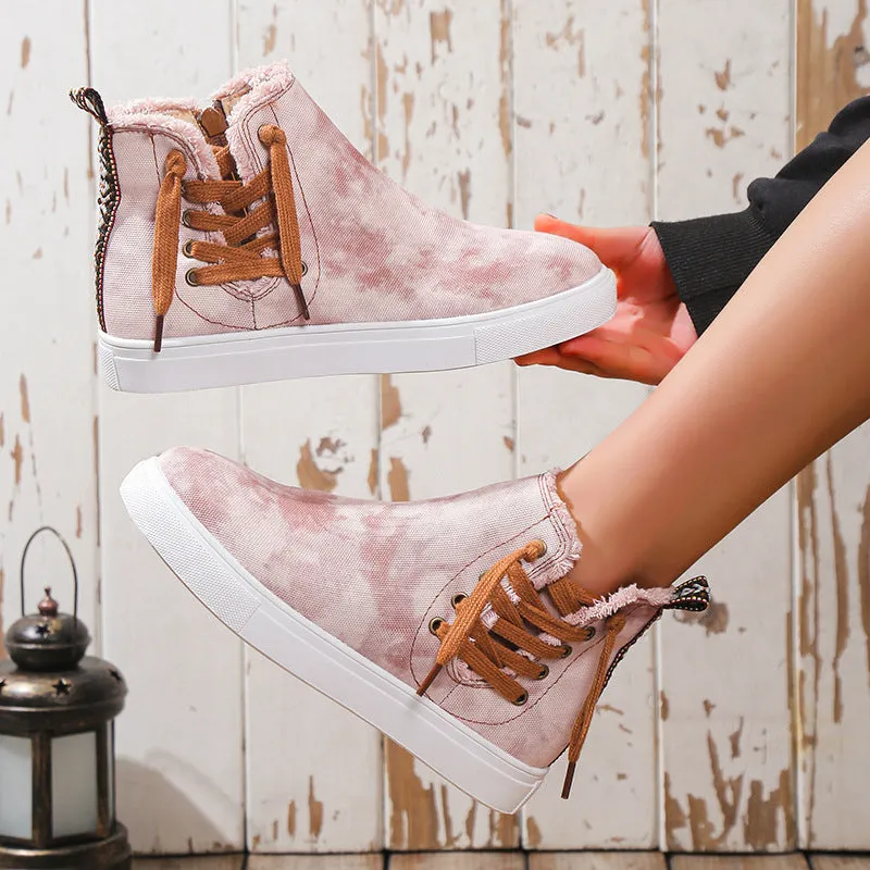 Lace-Up Round Toe Canvas Boots with Side Zip sold by Unique Kulture product image thumbnail 5