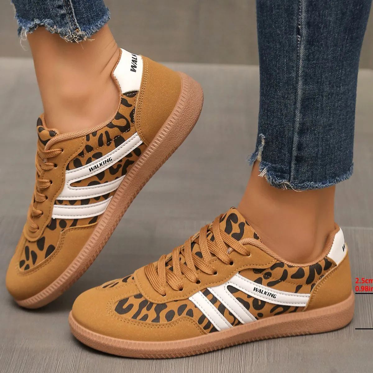 Leopard Round Toe Lace Up Sneakers sold by Unique Kulture product image thumbnail 2