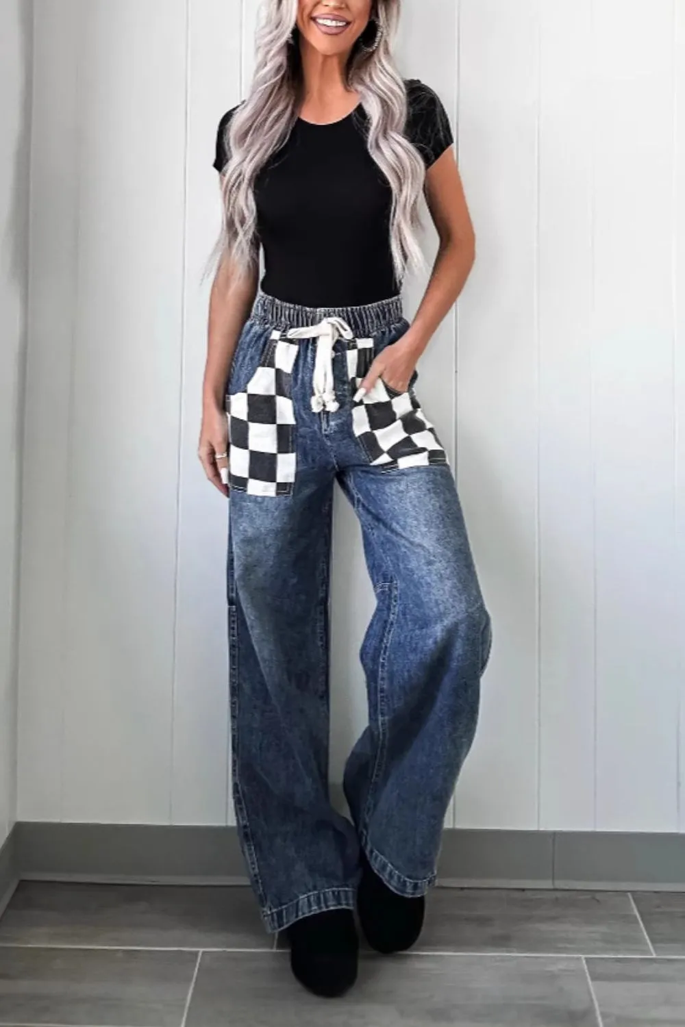 Checkered Wide Leg Jeans sold by Unique Kulture product image thumbnail 4