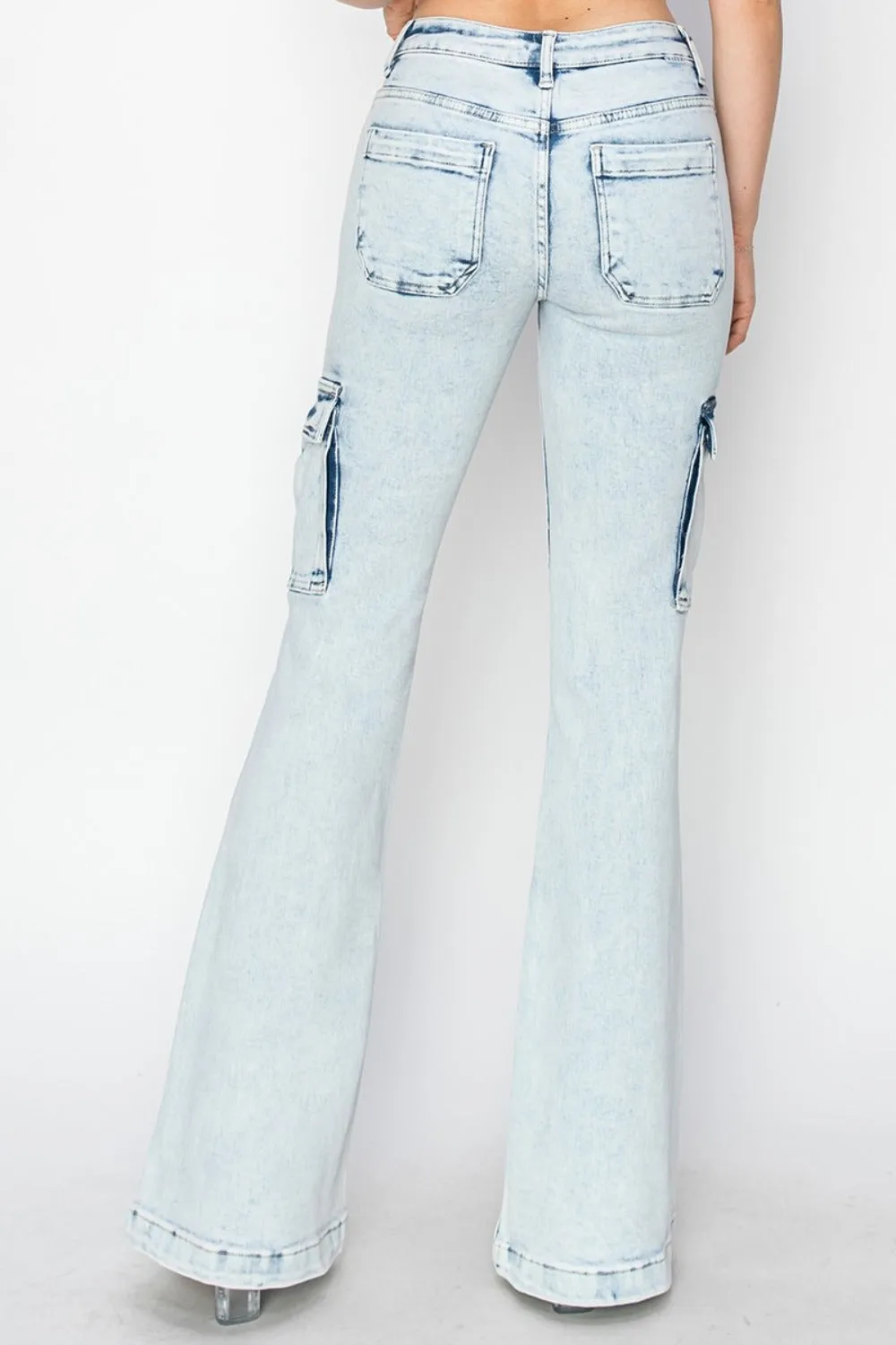 RISEN Full Size High Rise Cargo Flare Jeans sold by Unique Kulture product image thumbnail 2