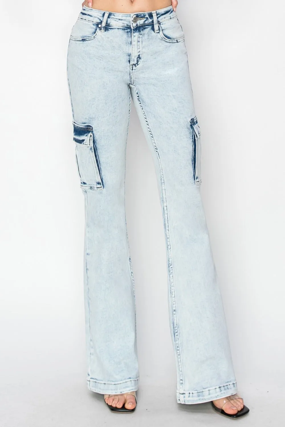 RISEN Full Size High Rise Cargo Flare Jeans sold by Unique Kulture product image thumbnail 5