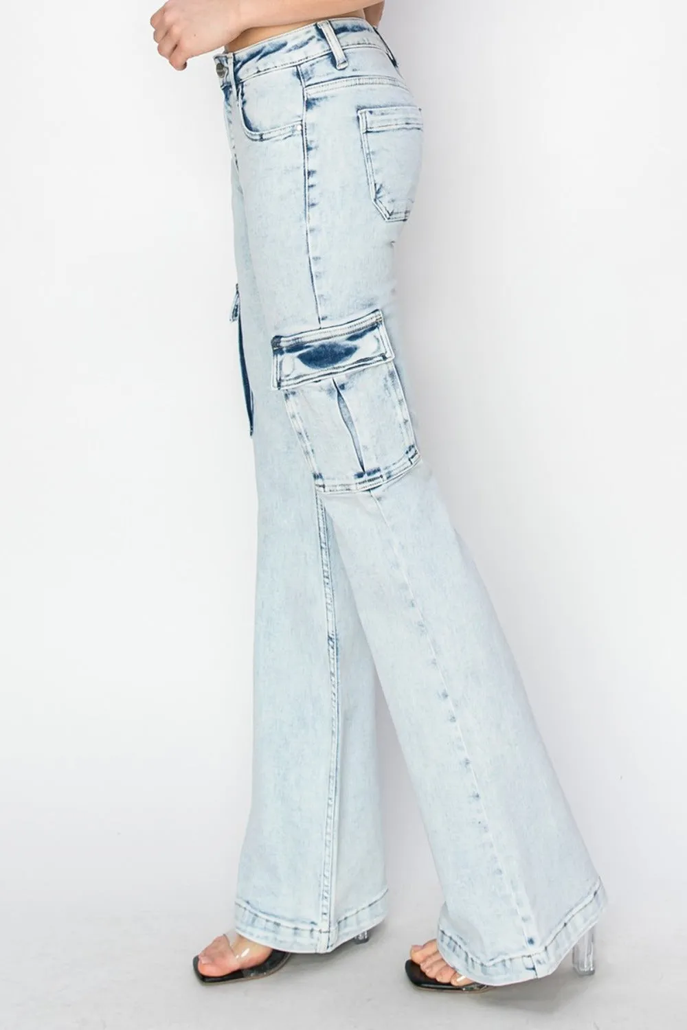 RISEN Full Size High Rise Cargo Flare Jeans sold by Unique Kulture product image thumbnail 3