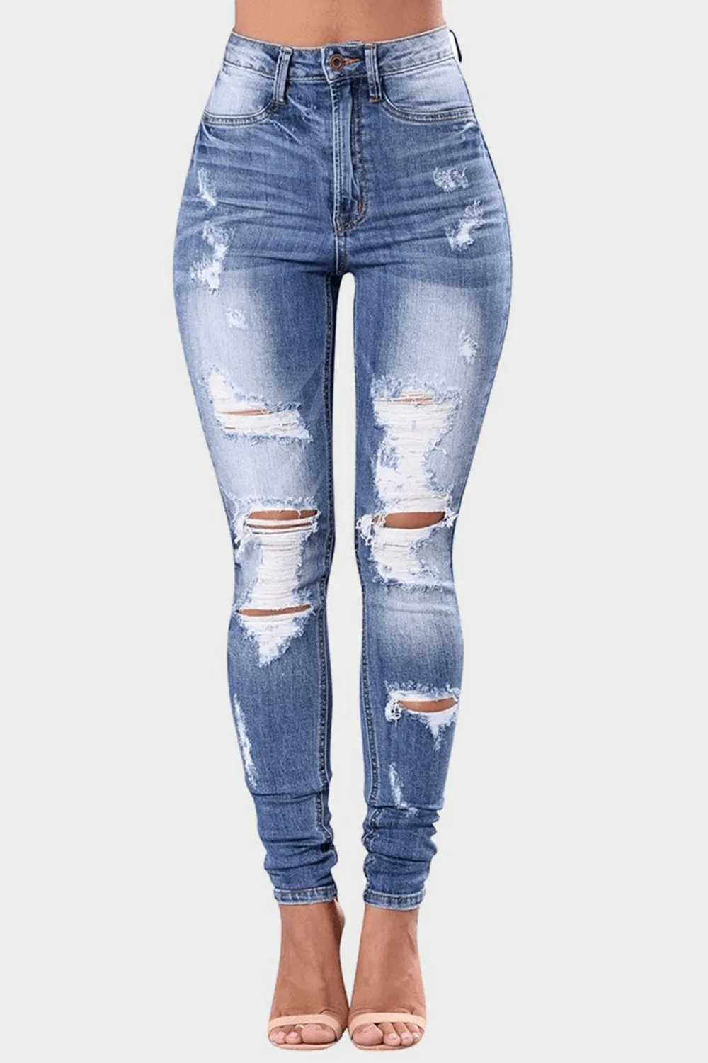 Full Size Distressed Skinny Jeans Plus Size sold by Unique Kulture product image thumbnail 4