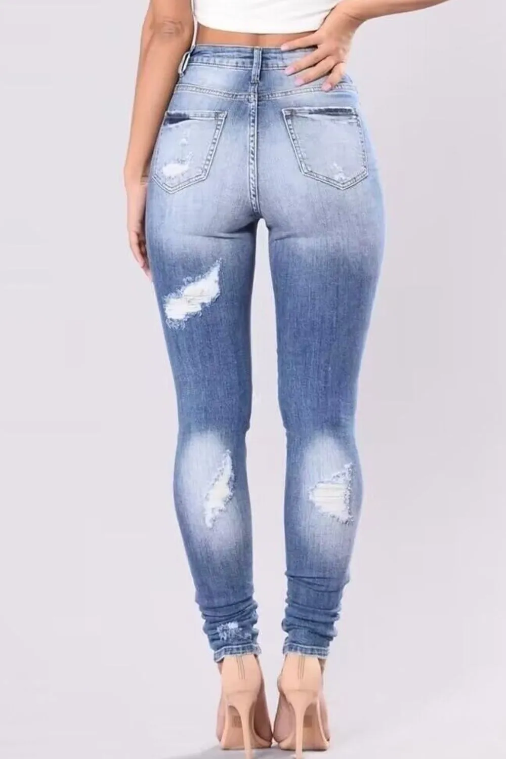Full Size Distressed Skinny Jeans Plus Size sold by Unique Kulture product image thumbnail 2