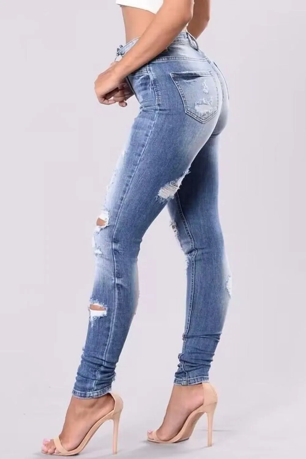 Full Size Distressed Skinny Jeans Plus Size sold by Unique Kulture product image thumbnail 3