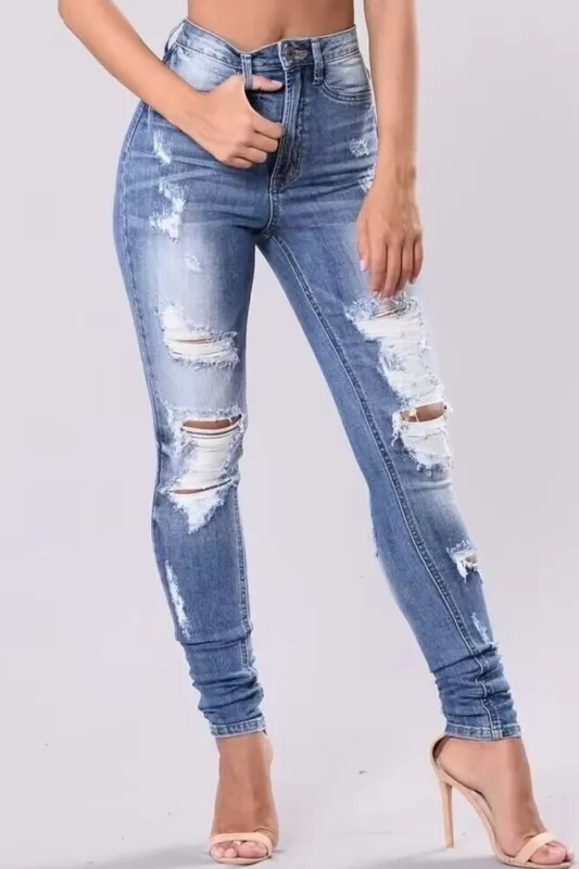 Full Size Distressed Skinny Jeans Plus Size sold by Unique Kulture
