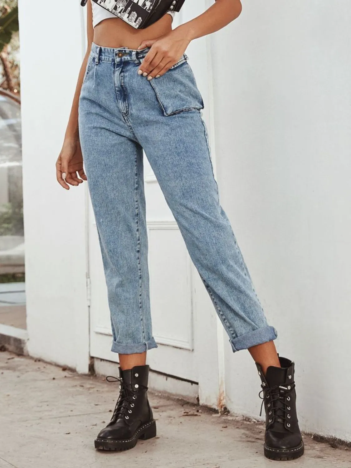 High Waist Straight Leg Jeans sold by Unique Kulture