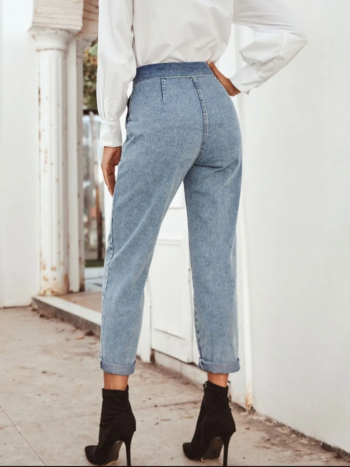 Tied Straight Leg Jeans with Pockets sold by Unique Kulture product image thumbnail 2