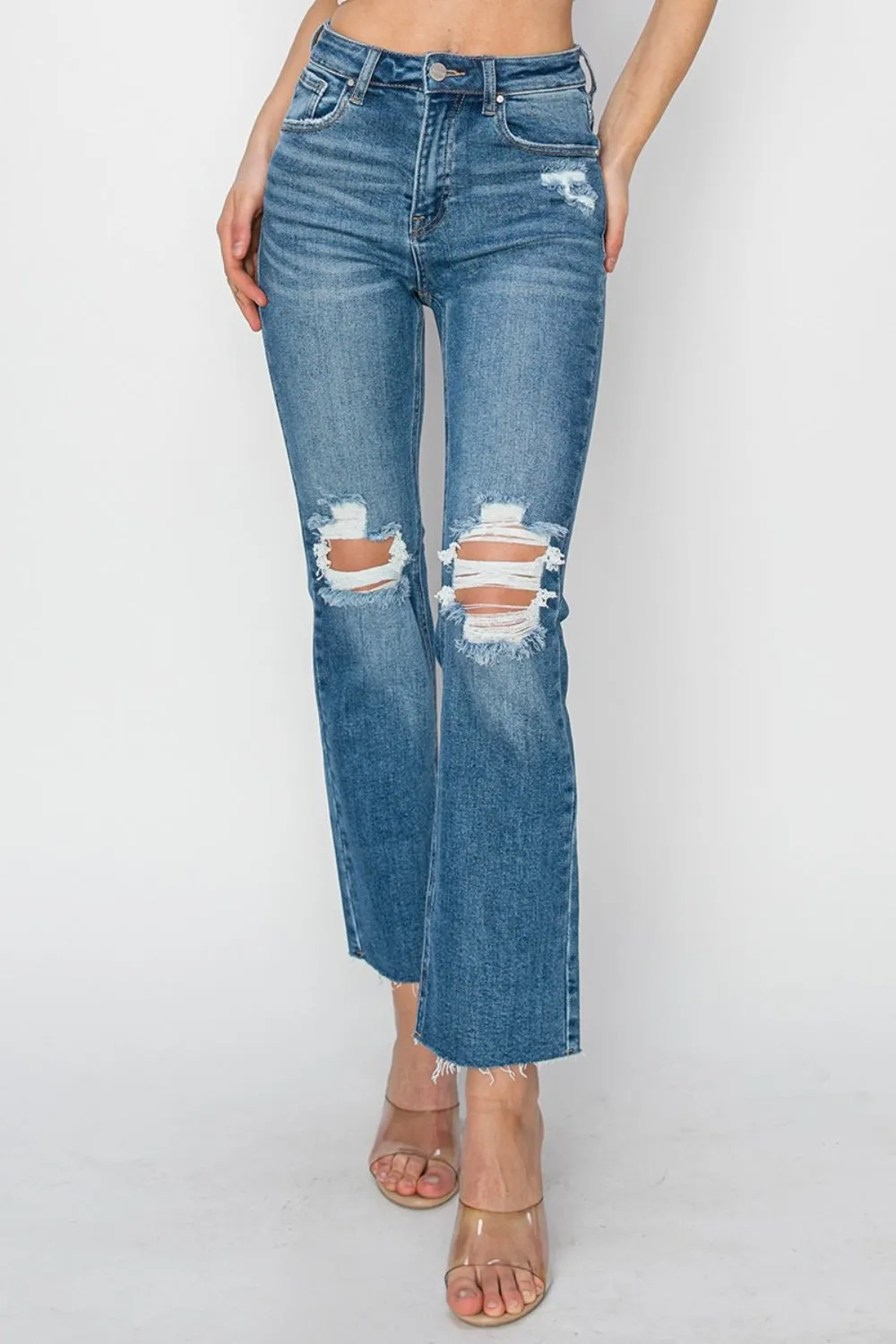 RISEN High Rise Distressed Ankle Jeans sold by Unique Kulture product image thumbnail 5