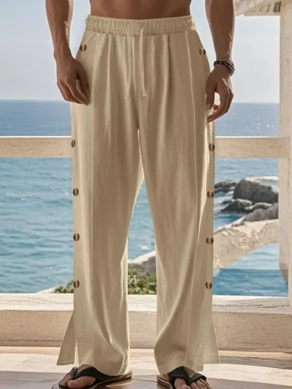 Men's Full Size Side Button Wide Leg Pants Plus Size sold by Unique Kulture
