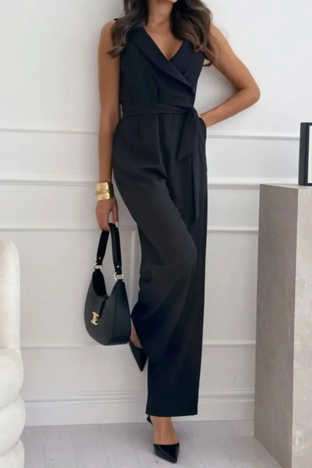 Surplice Sleeveless Wide Leg Jumpsuit sold by Unique Kulture product image thumbnail 2