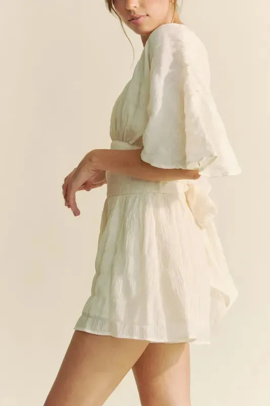 Davi & Dani Batwing Sleeve Waist Belt Romper sold by Unique Kulture product image thumbnail 2