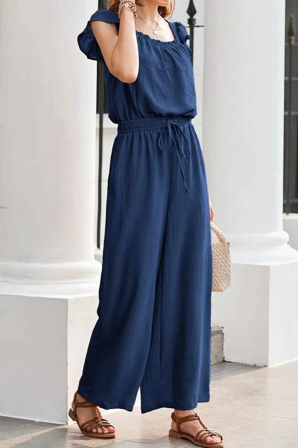 Ruffled Cap Sleeve Wide Leg Jumpsuit sold by Unique Kulture product image thumbnail 2