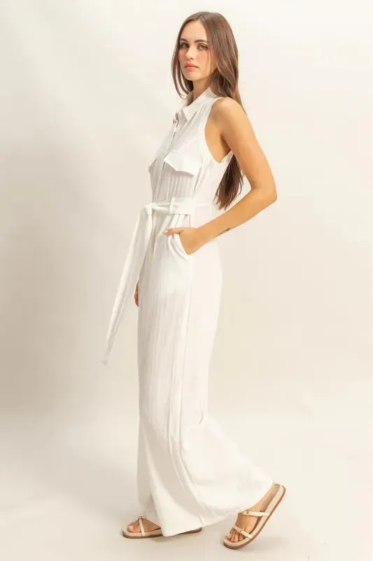 HYFVE Sleeveless Tie Waist Wide Leg Jumpsuit sold by Unique Kulture product image thumbnail 4